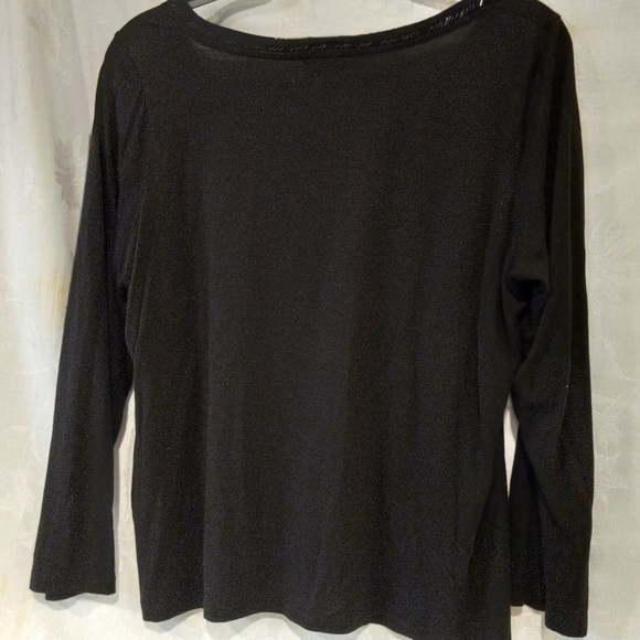 Talbots black 1xp beaded wide crew neck top - Picture 2 of 5